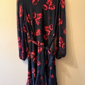 Tommy Hilfiger Red Floral Long Sleeve Dress